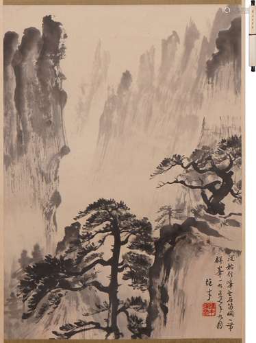 黎雄才 黃山図 水墨紙本
