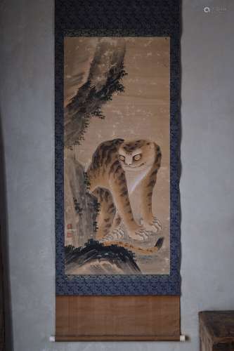 18世纪 古朝鲜虎图挂轴