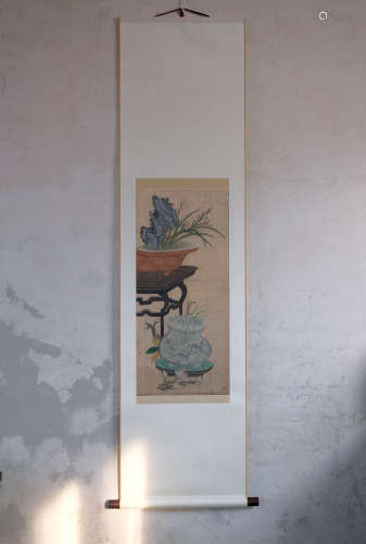 16-18世纪 古朝鲜兰草金鱼挂轴