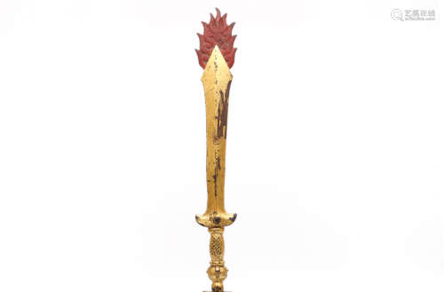 清代 铜鎏金文殊慧剑
