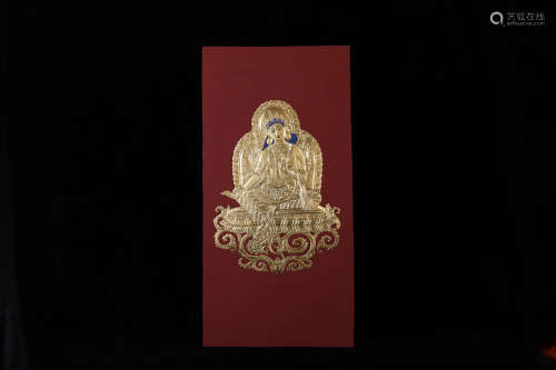 当代 西藏非物质文化传承人作品贴金绿度母像