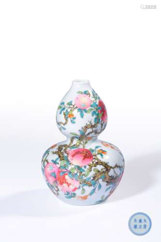A YANGCAI DOUBLE-GOURD VASE,MARK AND PERIOD OF YONGZHENG