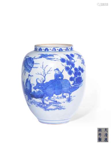 A BLUE AND WHITE‘FIGURE’JAR,MARK AND PERIOD OF KANGXI