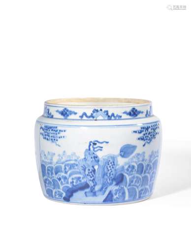 A BLUE AND WHITE JAR,QING DYNASTY