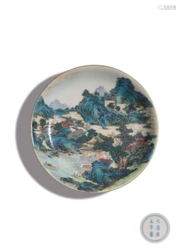 A YANGCAI‘FIGURE’DISH,MARK AND PERIOD OF YONGZHENG