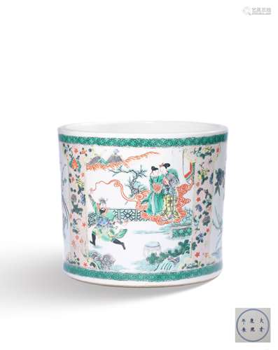 A BLUE AND WHITE WUCAI‘FLOWER’BRUSHPOT,MARK AND PERIOD OF KA...