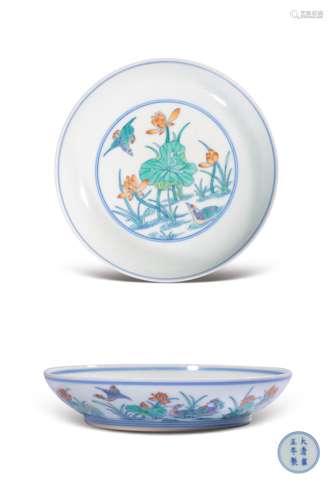 A DOUCAI DISH,MARK AND PERIOD OF YONGZHENG