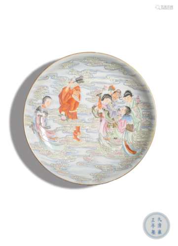 A YANGCAI ‘LANDSCAPE’DISH,MARK AND PERIOD OF YONGZHENG