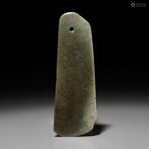 AN ARCHAIC CEREMONIAL JADE BLADE, YUE, NEOLITHIC PERIOD TO S...