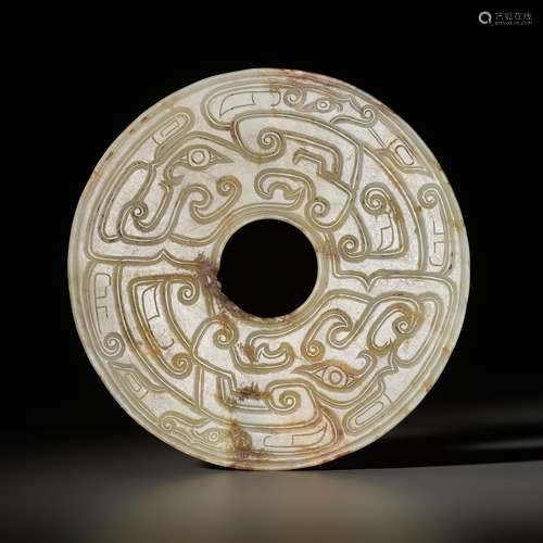 A JADE ‘DRAGON’ BI DISK, WESTERN ZHOU DYNASTY