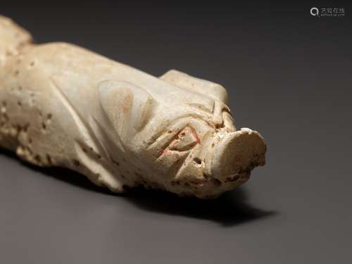 A WHITE JADE FIGURE OF A PIG, HAN DYNASTY