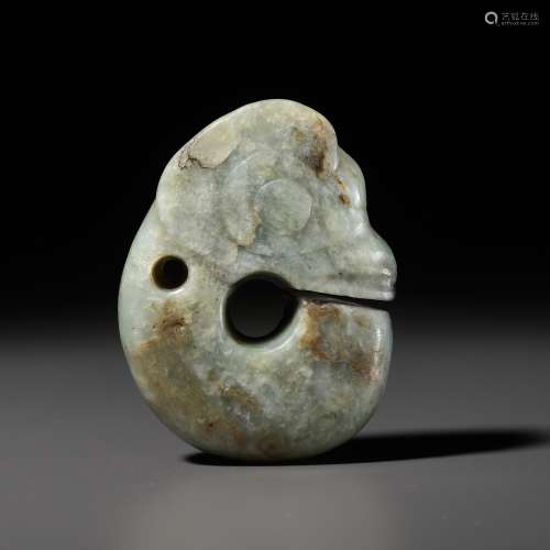 A PALE GREEN JADE ‘PIG-DRAGON’, ZHULONG, NEOLITHIC PERIOD, H...