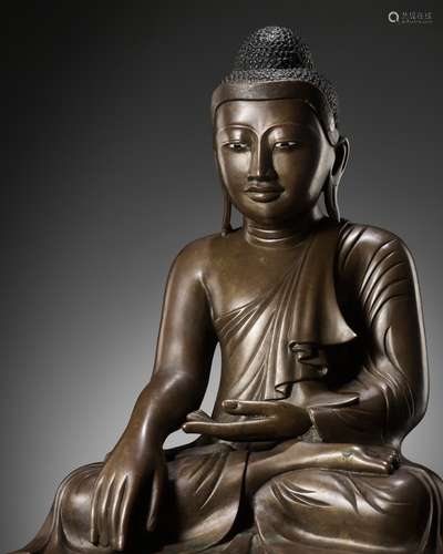 A BRONZE STATUE OF BUDDHA SHAKYAMUNI, MANDALAY PERIOD