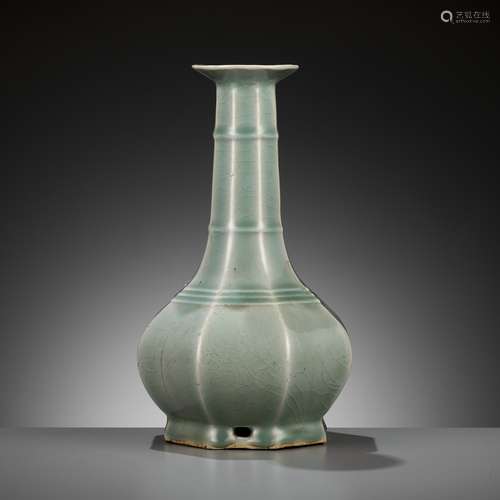 A LONGQUAN CELADON ‘IMITATION GUAN’ OCTAGONAL BOTTLE VASE, M...