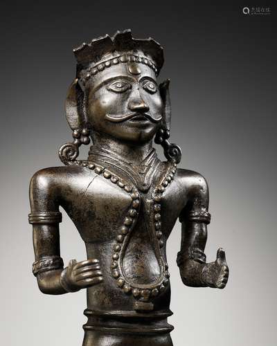 A BRONZE FIGURE OF SHIVA, SOUTH INDIA, KARNATAKA, EARLY 19TH...