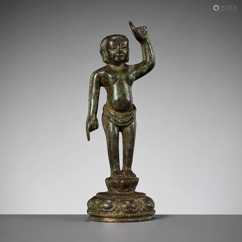 A BRONZE FIGURE OF THE INFANT BUDDHA, MING DYNASTY