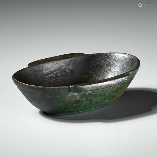 A BRONZE EAR CUP, HAN DYNASTY