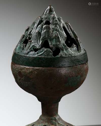 A BRONZE ‘HILL’ CENSER AND COVER, BOSHANLU, HAN DYNASTY