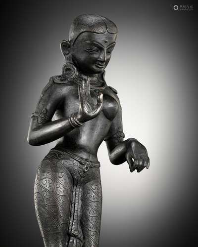 A LARGE BRONZE STATUE OF VALLI, SOUTH INDIA, TAMIL NADU, 18t...