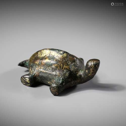 A GILT-BRONZE ‘TORTOISE’ WEIGHT, HAN DYNASTY