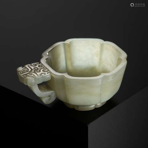 A PALE CELADON JADE WINE CUP, CHINA, 17TH-18TH CENTURY