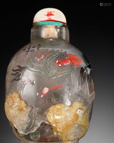 AN OFFICIAL SCHOOL ROCK CRYSTAL ‘GOLDFISH’ SNUFF BOTTLE, INS...