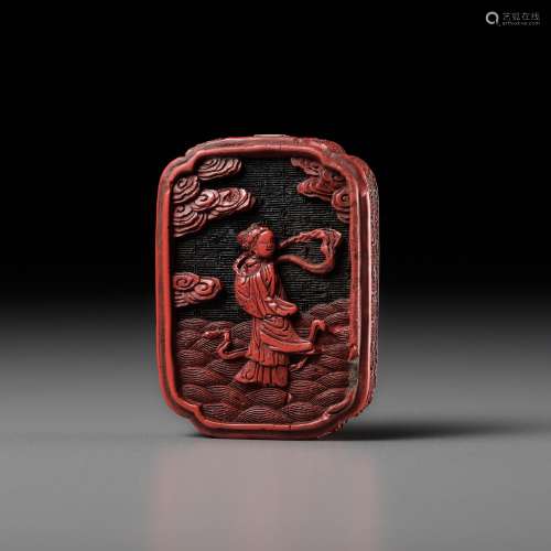 A RARE TWO-COLOR CINNABAR LACQUER YAOPEI HANGING ORNAMENT, Q...