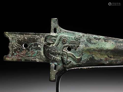 A BRONZE ‘TIGER’ HALBERD BLADE, ZHONGHU GE, EASTERN ZHOU DYN...