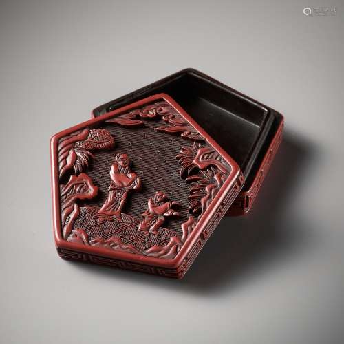 A SMALL CINNABAR LACQUER BOX AND COVER, YUAN TO MID-MING DYN...