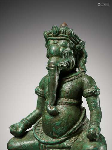 A BRONZE FIGURE OF GANESHA, ANGKOR PERIOD, KHMER EMPIRE, 11T...