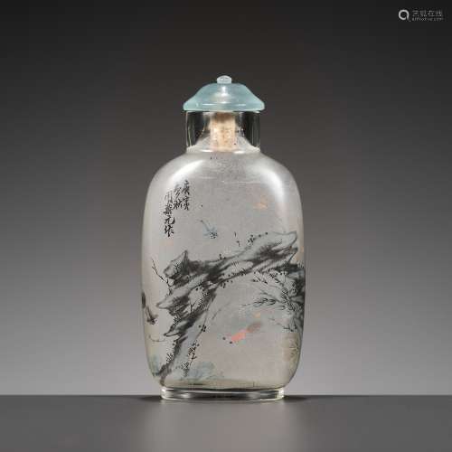 AN INSIDE-PAINTED GLASS ‘FISH AND INSECTS’ SNUFF BOTTLE, BY ...