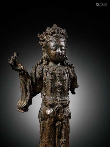 A BRONZE FIGURE OF THE WILLOW-BRANCH GUANYIN, BHAISAJYARAJA ...