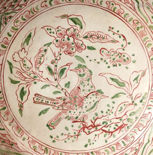 AN ANNAMESE POLYCHROME 'BIRDS AND BUTTERFLY' DISH, VIETNAM, ...