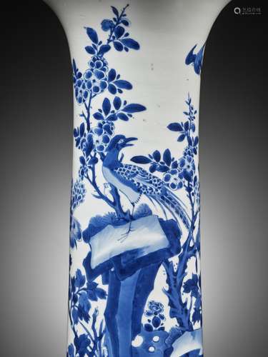 A LARGE BLUE AND WHITE ‘PHEASANT’ BEAKER VASE, SHUNZHI TO KA...