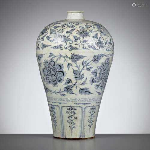 A BLUE AND WHITE ‘PEONY, PHOENIX AND LONGMA’ VASE, MEIPING, ...