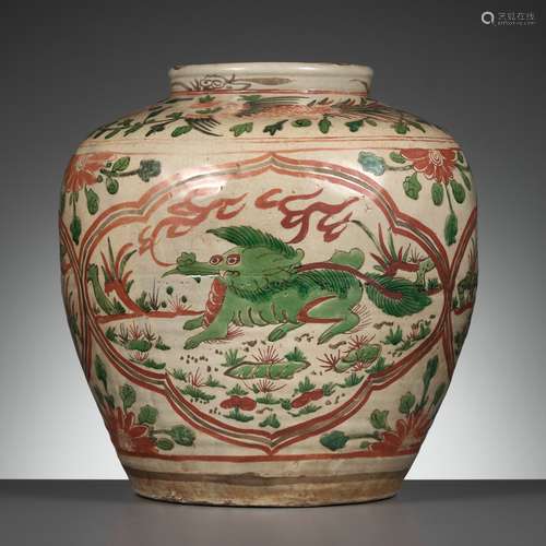 A LARGE AND RARE ‘QILIN, MYTHICAL HOUND AND BUDDHIST LION’ J...