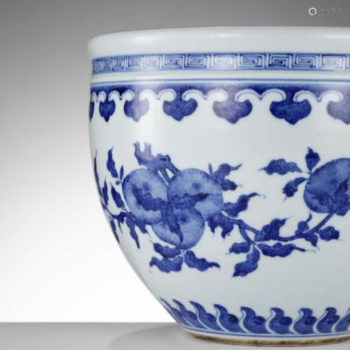A BLUE AND WHITE ‘AUSPICIOUS FRUITS’ JARDINIÈRE, CHINA, 18TH...