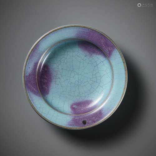 A SMALL PURPLE-SPLASHED JUN-GLAZED DISH, JIN TO YUAN DYNASTY