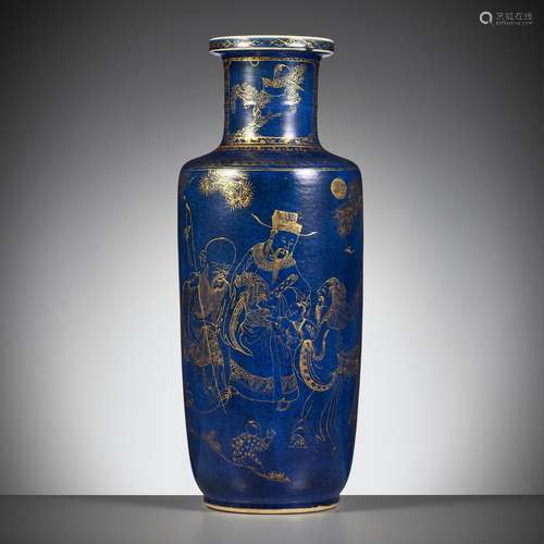 A GILT-DECORATED POWDER-BLUE-GROUND ‘THREE STAR GODS’ ROULEA...