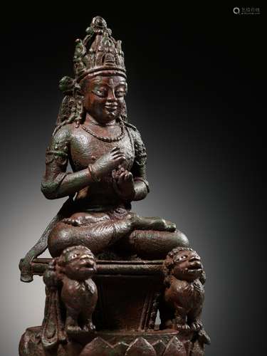 A SILVER-INLAID BRONZE FIGURE OF BUDDHA VAIROCANA, SWAT-VALL...