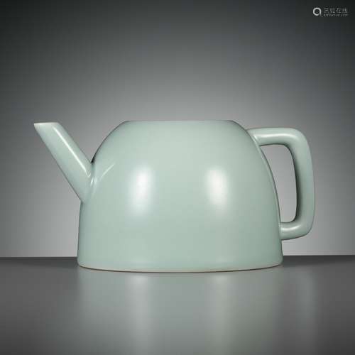 A RARE CELADON-GLAZED TEAPOT, YONGZHENG MARK AND PERIOD