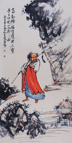 王震(1867-1938) 罗汉图 1916年作 设色纸本 立轴
