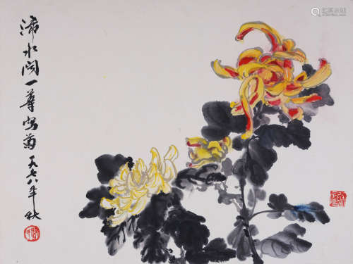 闻钧天(1900-1986) 金菊图 1978年作 设色纸本 镜心