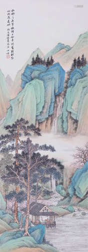 陈达(1892-1975) 仿文徵明山水  设色纸本 立轴