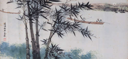 周元亮(1904-1995) 漓江雨后  设色纸本 立轴