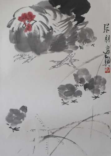 张朋(1918年-2009年)  花鸟 纸本镜心