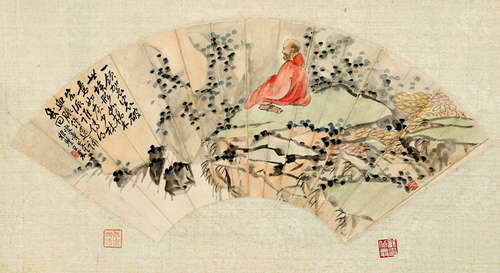 王震［1867-1938］ 红衣达摩图