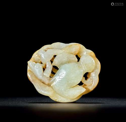 「明」 白玉春水玉绦环