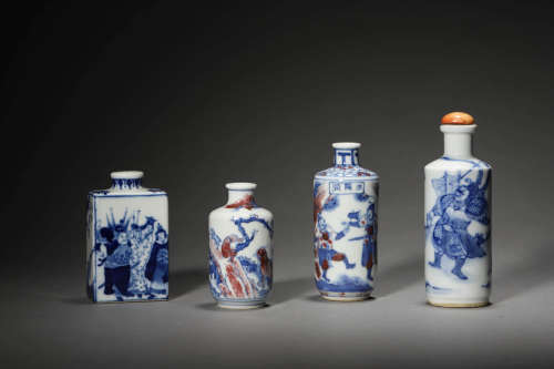A Set Of Blue And White Snuff Bottles