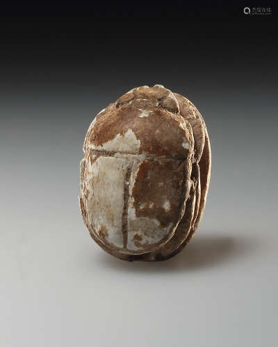 AN EGYPTIAN FAIENCE SCARAB BEAD 一颗埃及彩陶金刚石珠子
